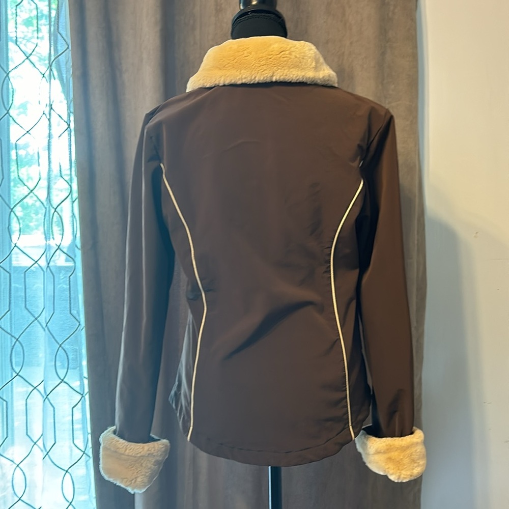 vintage y2k brown coat with fur cuffs and fur collar - Picture 6 of 7
